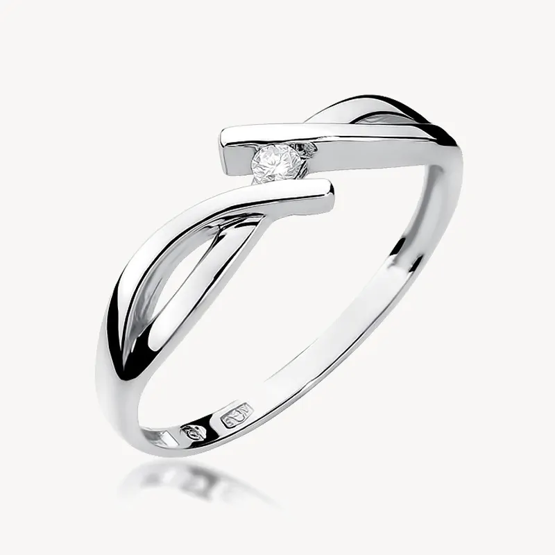 Pierścionek zaręczynowy in love białe złoto diament - obrazek 1