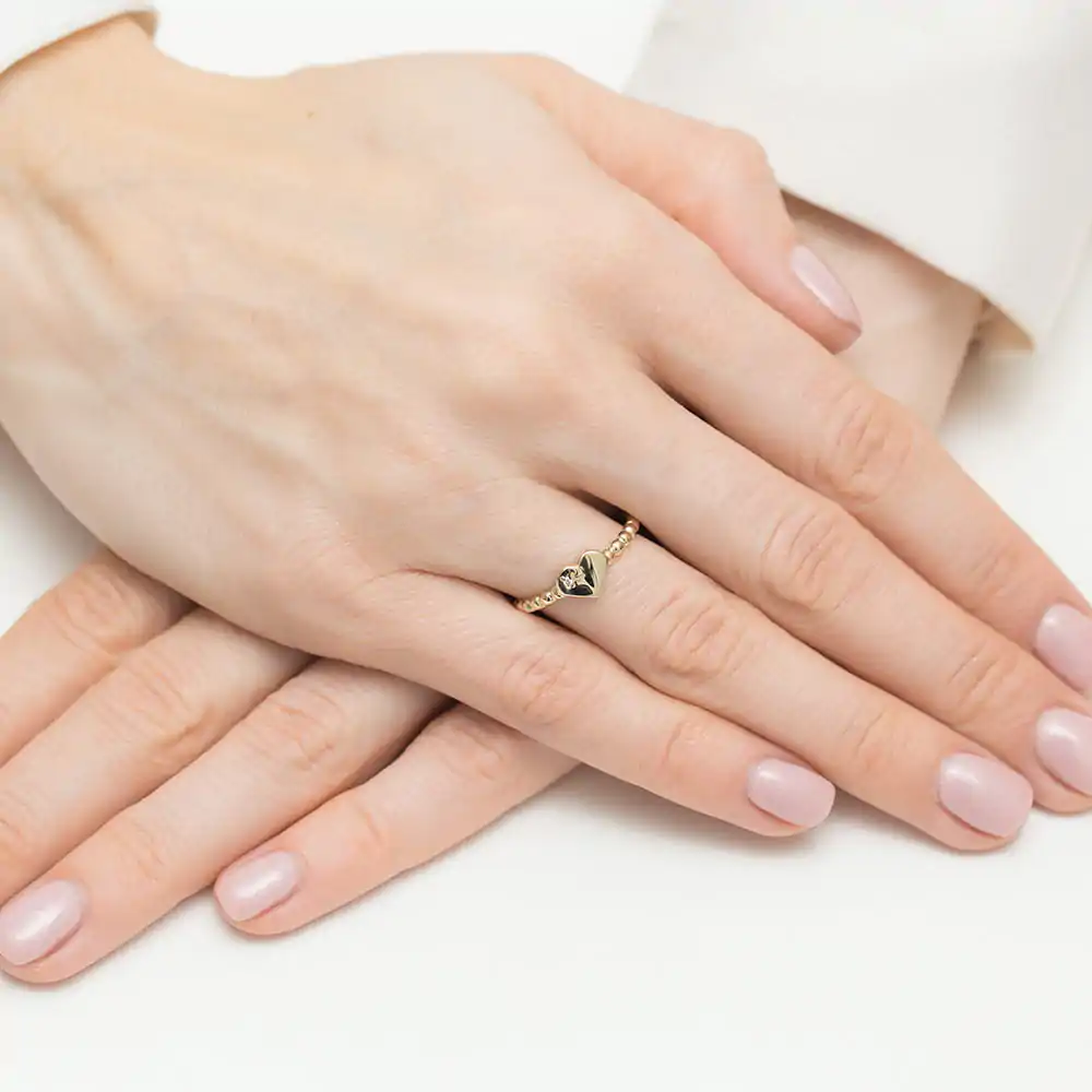 Pierścionek Zaręczynowy Glamour Różowe Złoto Diament - obrazek 2