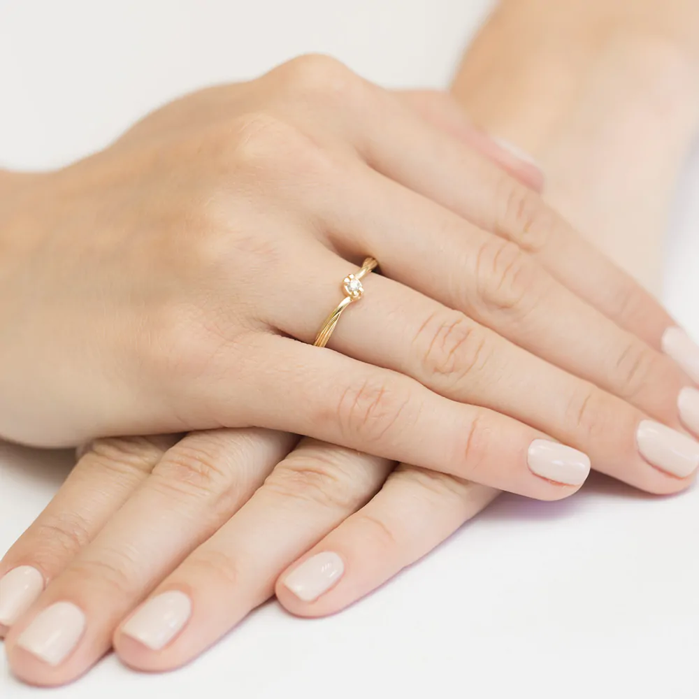 Pierścionek Zaręczynowy In Love Żółte Złoto Diament - obrazek 2