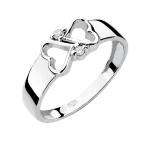 Pierścionek Zaręczynowy Glamour Białe Złoto Serca Diamenty