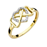 Pierścionek Zaręczynowy Glamour Nieskończoność Serce Żółte Złoto Diamenty