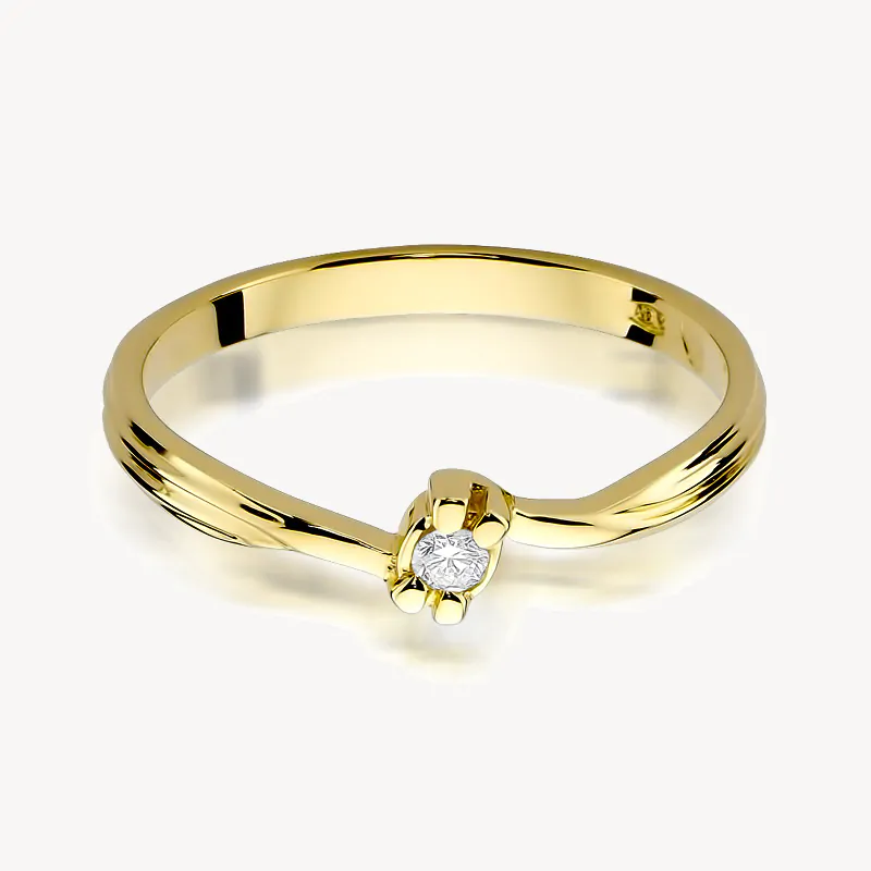 Pierścionek Zaręczynowy In Love Żółte Złoto Diament - obrazek 3