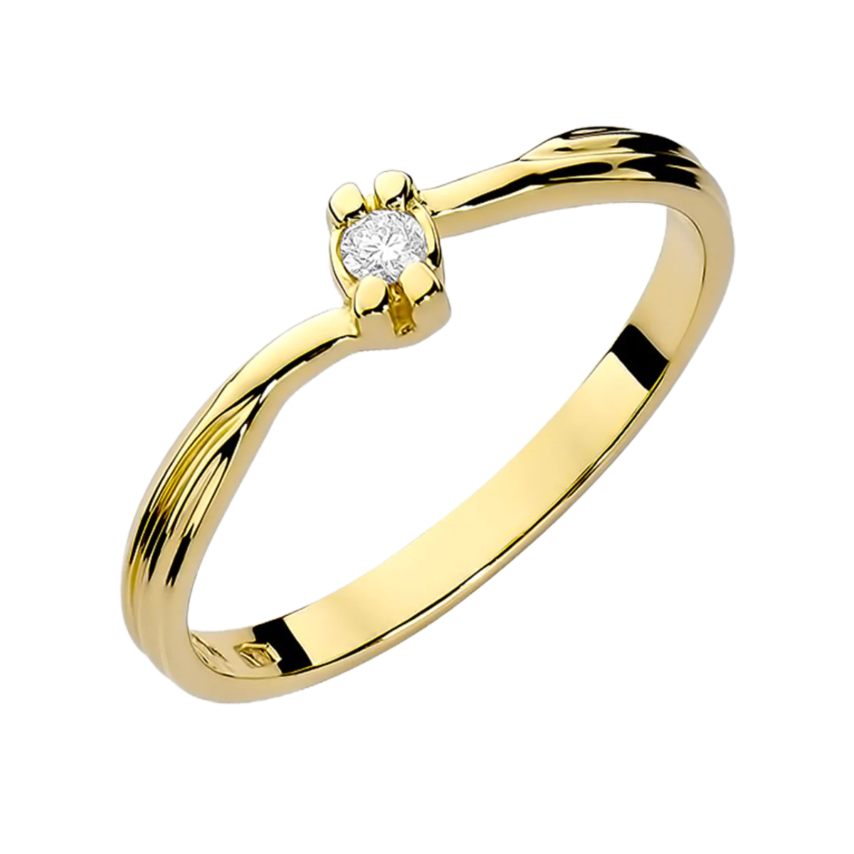 Pierścionek Zaręczynowy In Love Żółte Złoto Diament - obrazek 1